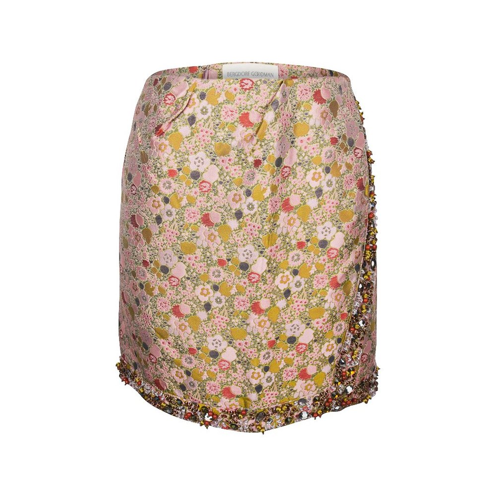 Derek Lam Vintage Faux Wrap Jeweled Diamante Trim Skirt 8